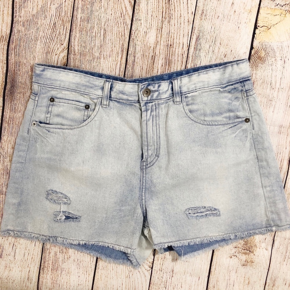 Abound Light Wash Distressed‎ High Rise Cutoff Denim Shorts 13 Casual
